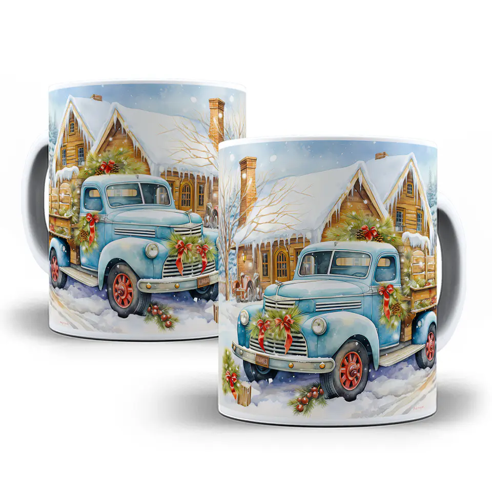 10 Artes para Caneca Carro Natalino 3d Arquivo em Jpg 10