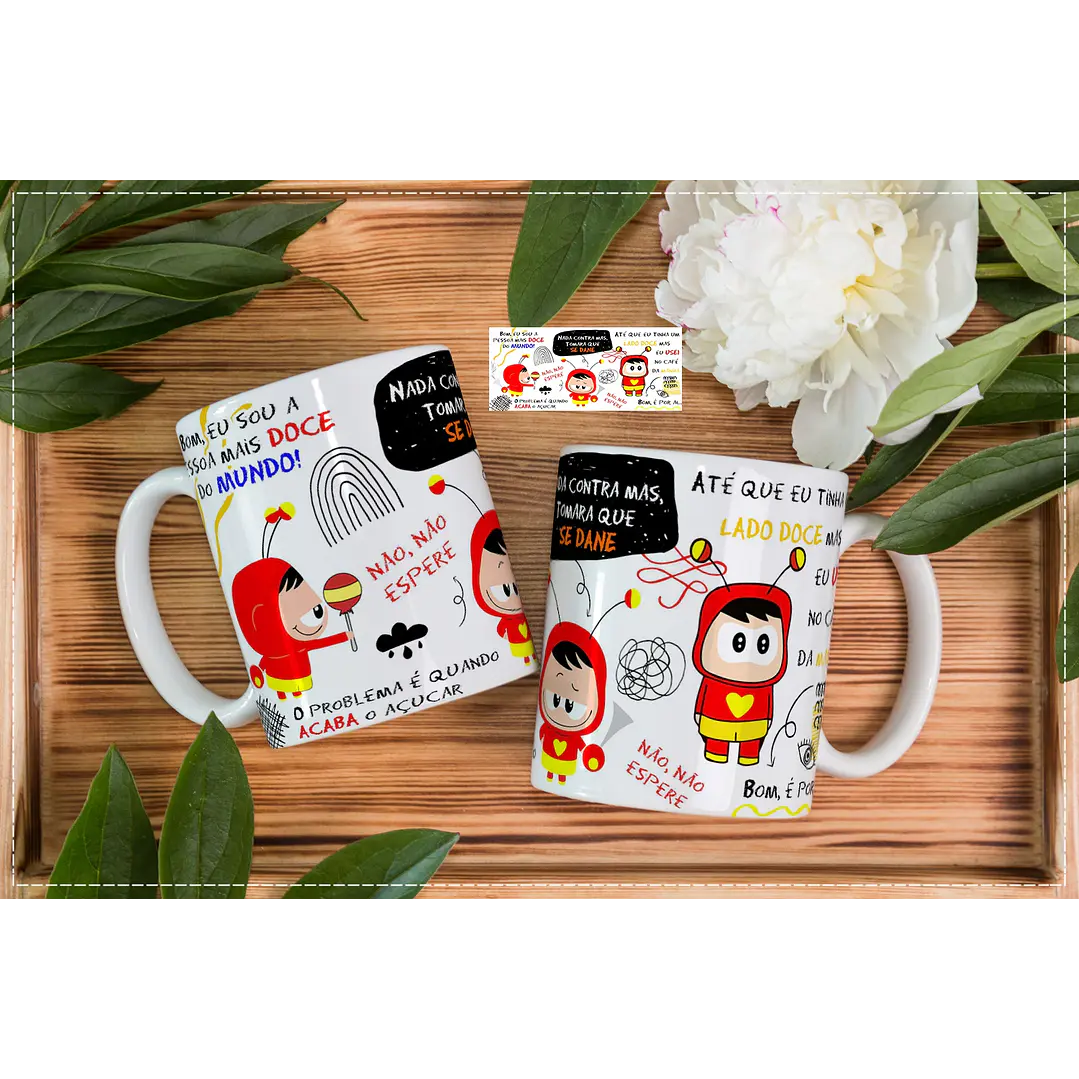 Arte Caneca Bom eu Sou a Pessoa Mais Doce do Mundo Chapolim Arquivo em Corel Draw 1