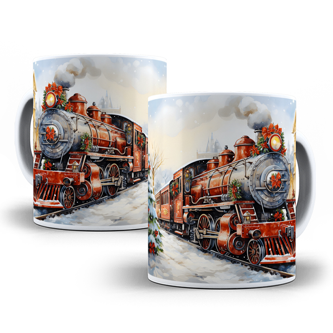 12 Artes para Caneca Trem Natalino 3d Arquivo em Jpg  6