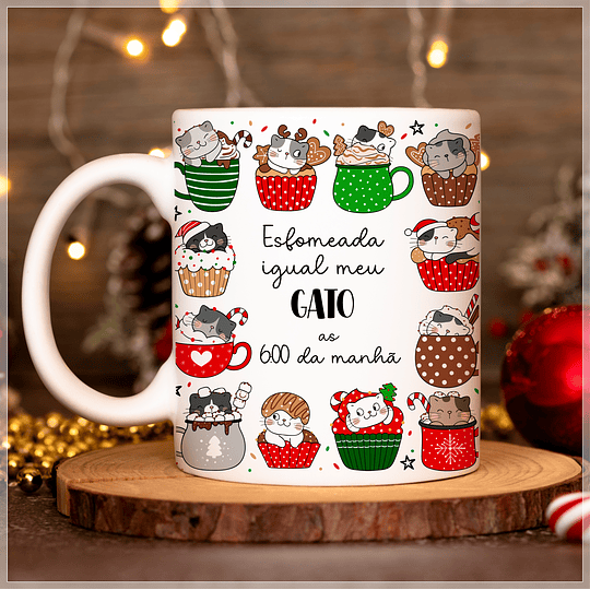 20 Artes para Caneca Gatinhos de Natal Arquivo em Jpg