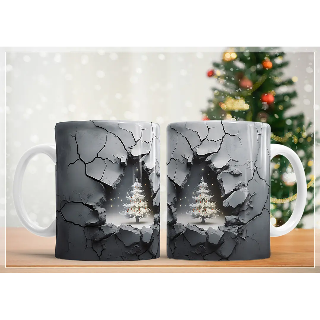 21 Artes Caneca Arvore de Natal 3d em Jpg Sublimação Baixar Grátis 3