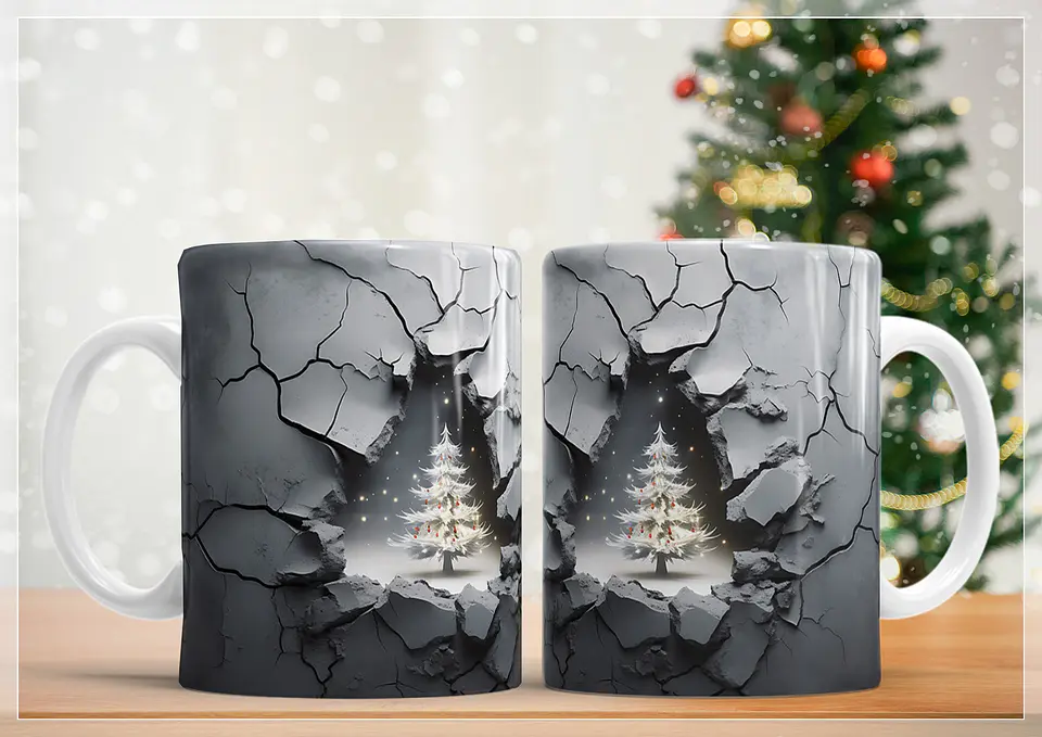21 Artes Caneca Arvore de Natal 3d em Jpg Sublimação Baixar Grátis 3