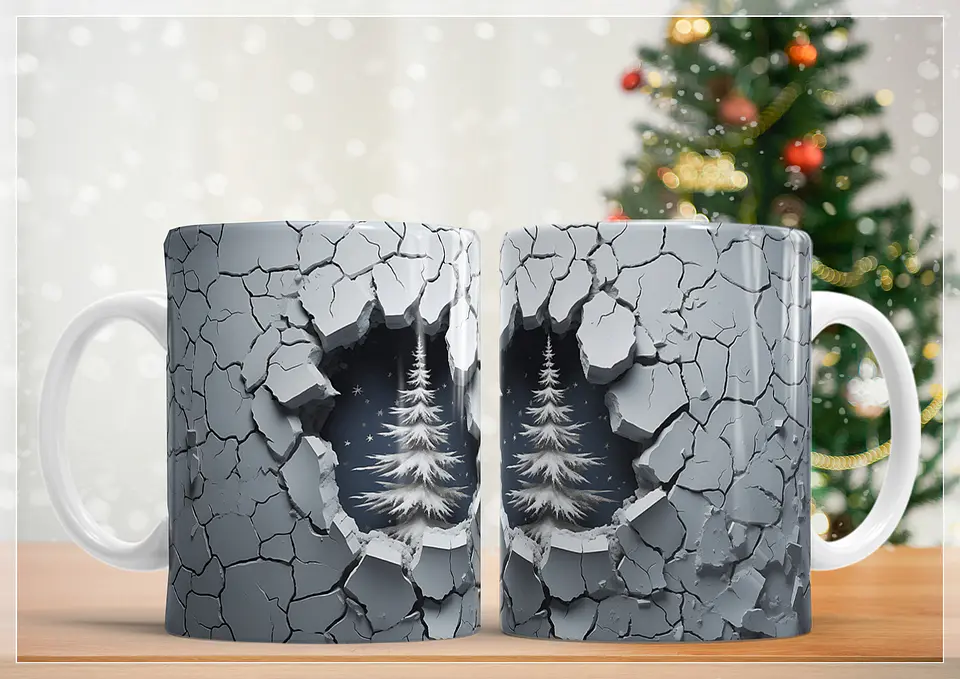 21 Artes Caneca Arvore de Natal 3d em Jpg Sublimação Baixar Grátis 4