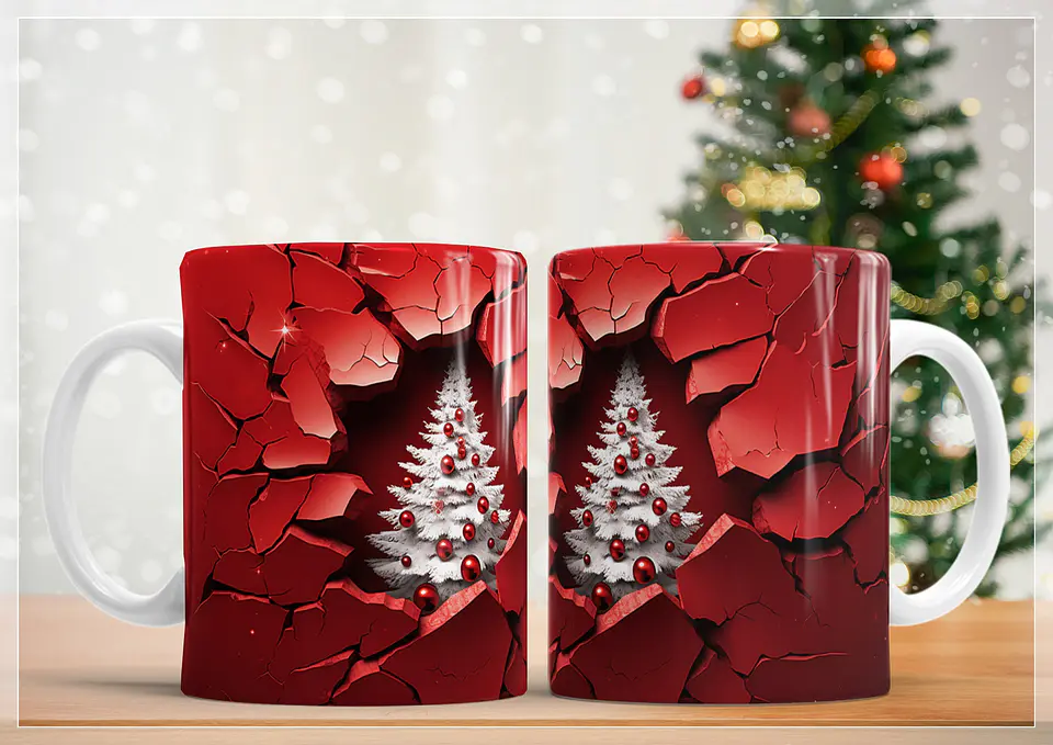 21 Artes Caneca Arvore de Natal 3d em Jpg Sublimação Baixar Grátis 5