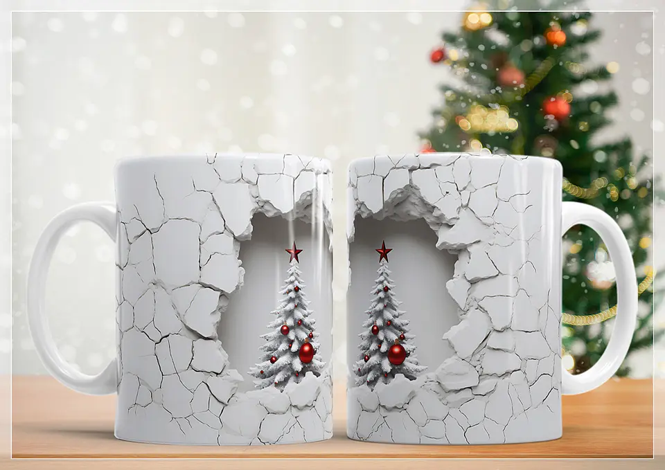 21 Artes Caneca Arvore de Natal 3d em Jpg Sublimação Baixar Grátis 6