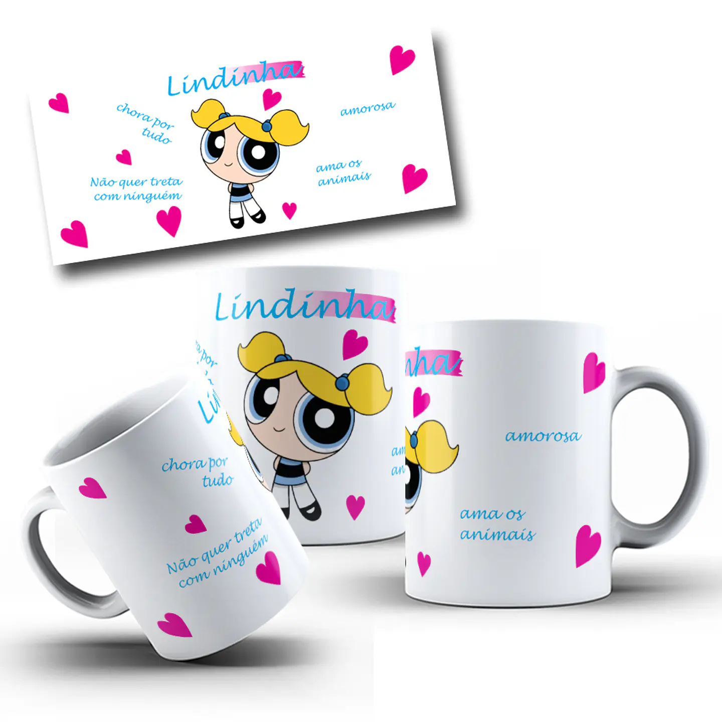 4 Artes para Caneca Meninas Super Poderosas Arquivo em CorelDraw 1