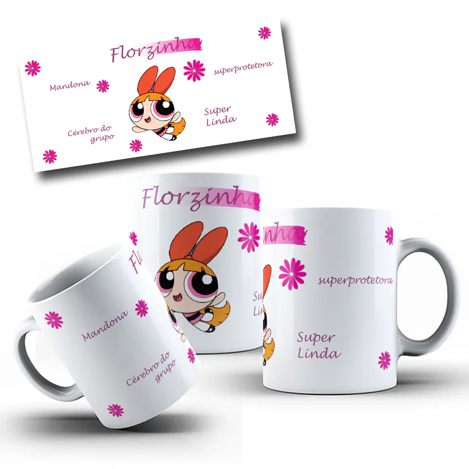 4 Artes para Caneca Meninas Super Poderosas Arquivo em CorelDraw 4