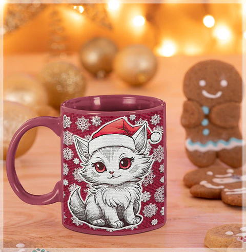 9 Artes para Caneca de Gatinhos Natal Arquivo em Jpg 