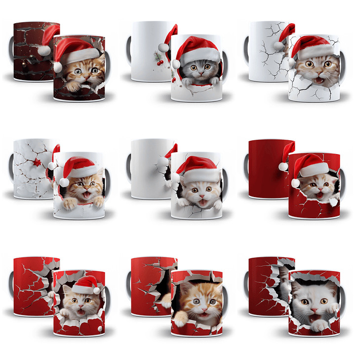 29 Artes para Caneca Gatinhos Natalinos 3D Arquivo em Jpg 1