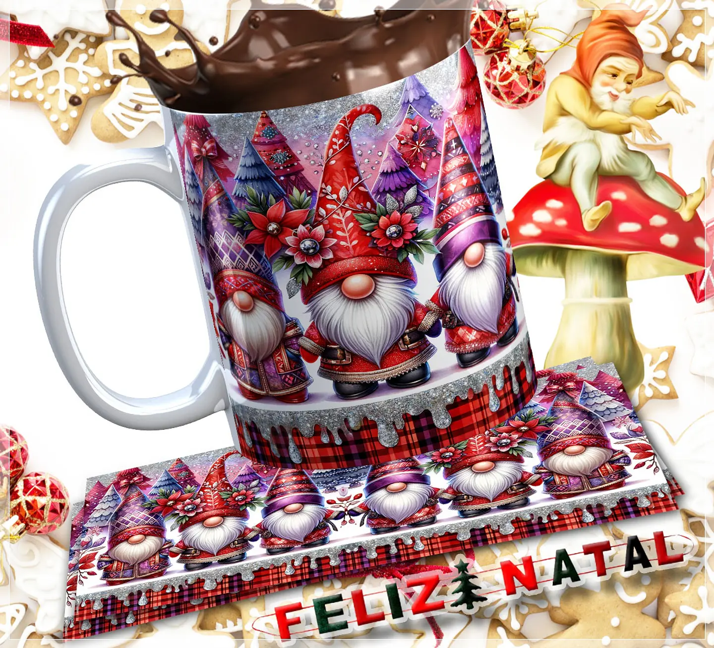 30 Artes para Caneca e Almofada Gnomos Arquivo em Jpg  1
