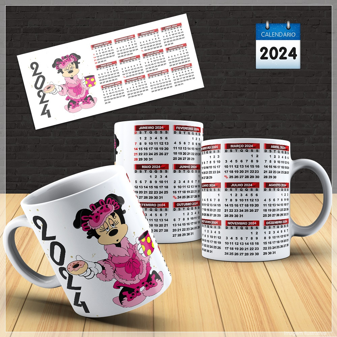 30 Artes para Caneca Calendário Temas Diversos 2024 Arquivo em Photoshop 8
