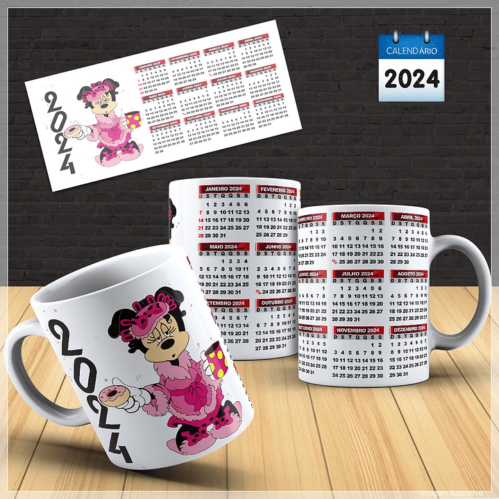30 Artes para Caneca Calendário Temas Diversos 2024 Arquivo em Photoshop 8