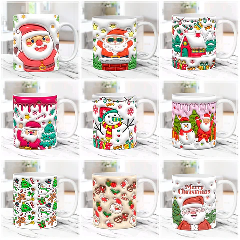 31 Artes para Caneca Natal Inflados 3D Arquivo em Jpg 