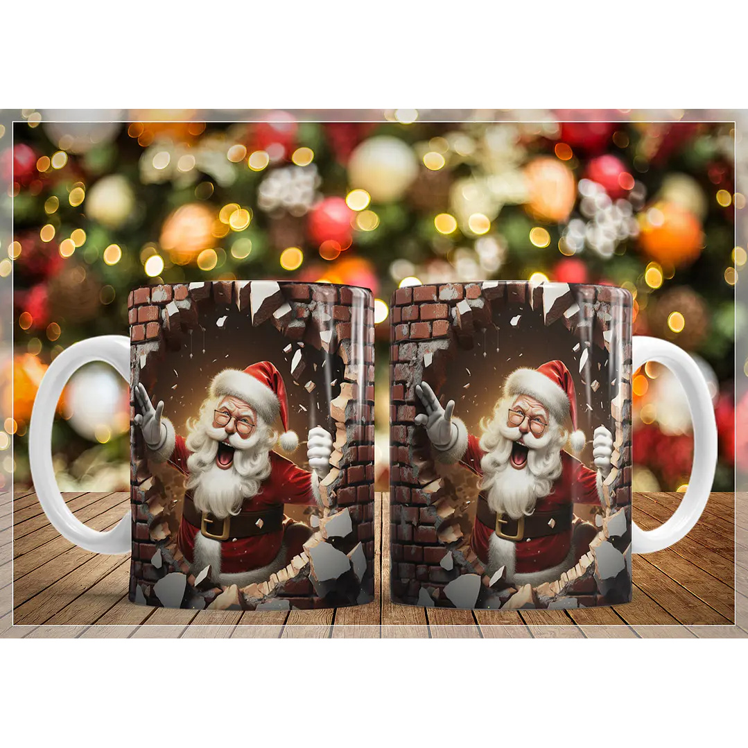 34 Artes para Caneca Natal Papai Noel 3D Arquivo em Jpg   1