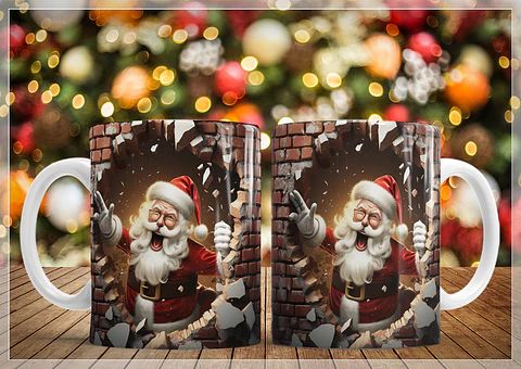 34 Artes para Caneca Natal Papai Noel 3D Arquivo em Jpg  