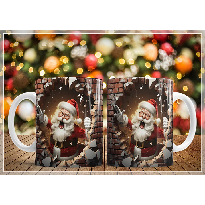 34 Artes para Caneca Natal Papai Noel 3D Arquivo em Jpg   1