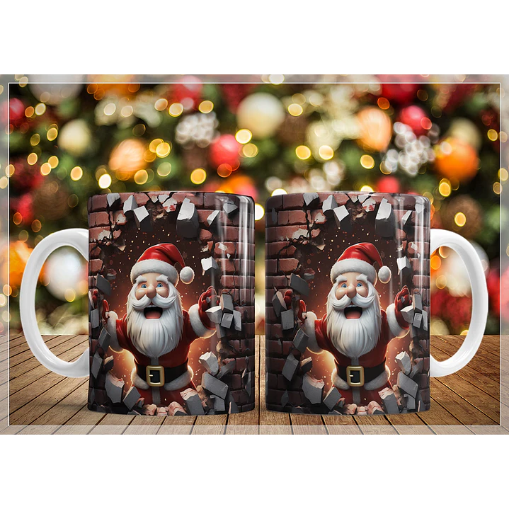 34 Artes para Caneca Natal Papai Noel 3D Arquivo em Jpg   3