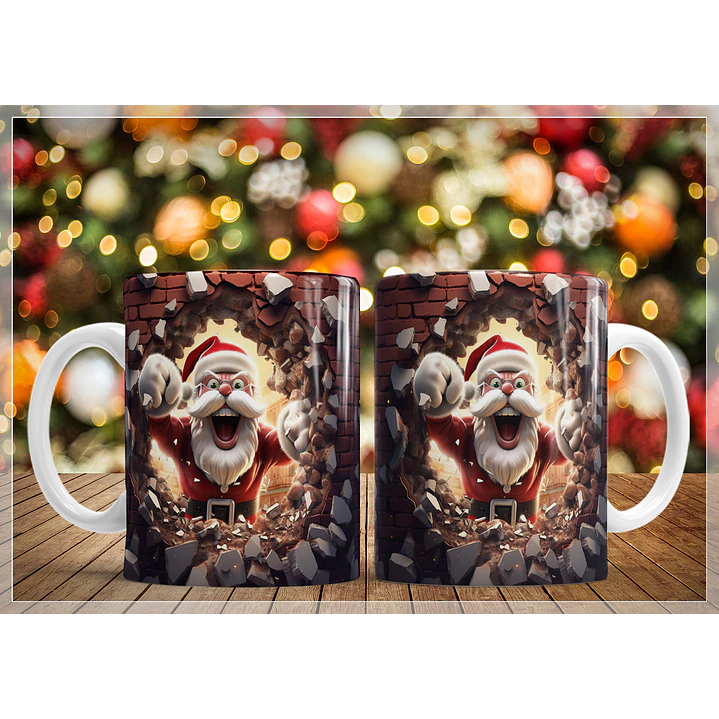34 Artes para Caneca Natal Papai Noel 3D Arquivo em Jpg   4
