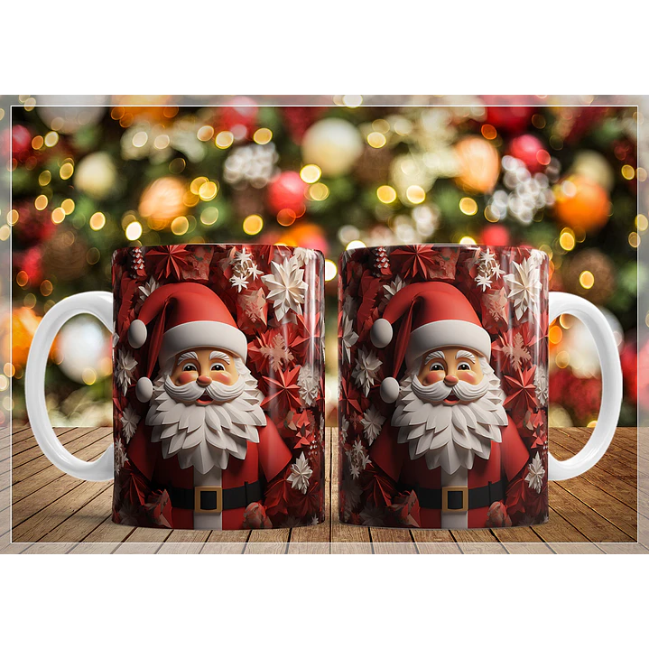 34 Artes para Caneca Natal Papai Noel 3D Arquivo em Jpg   8