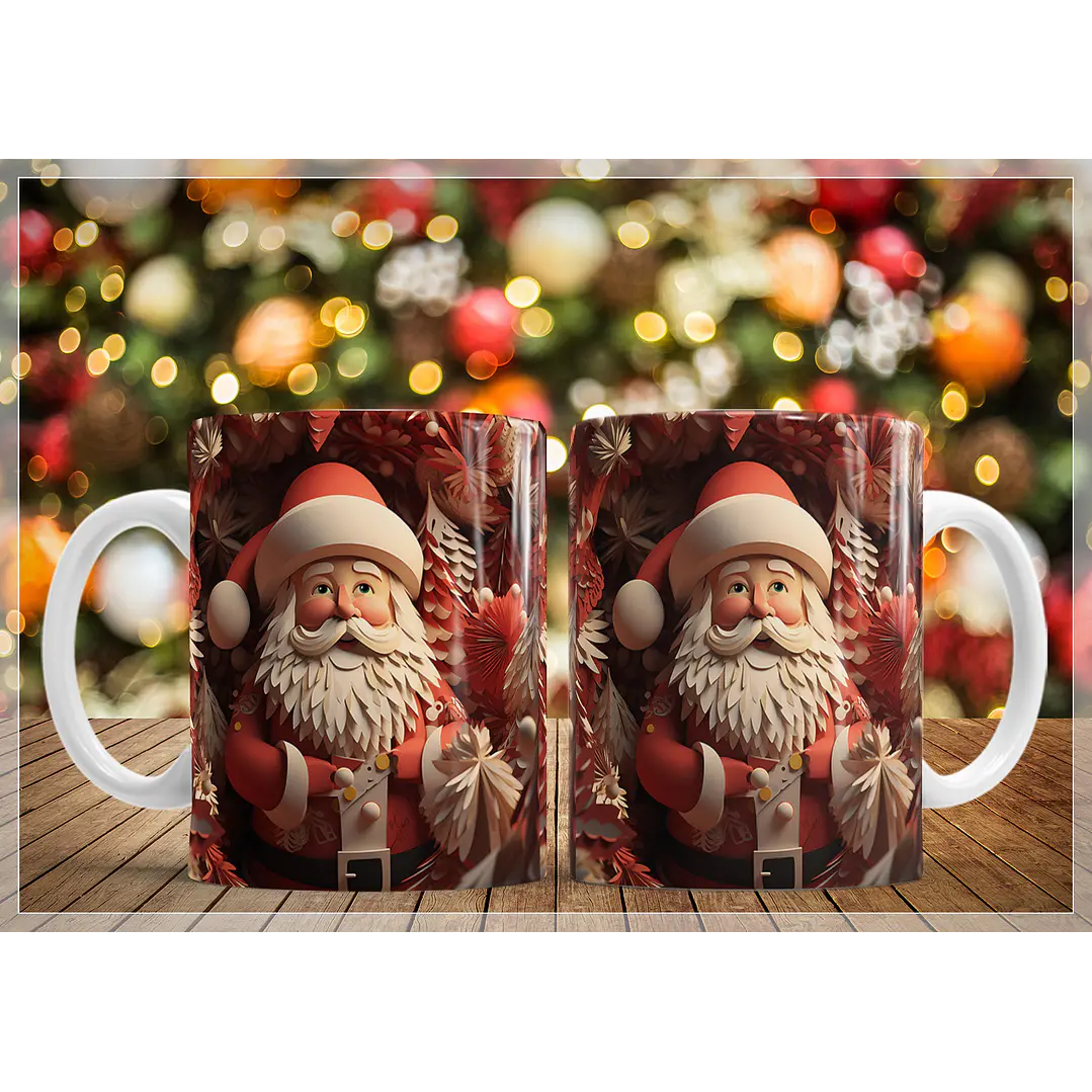 34 Artes para Caneca Natal Papai Noel 3D Arquivo em Jpg   9