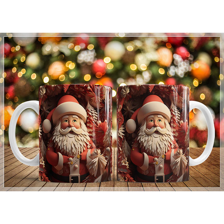 34 Artes para Caneca Natal Papai Noel 3D Arquivo em Jpg   9