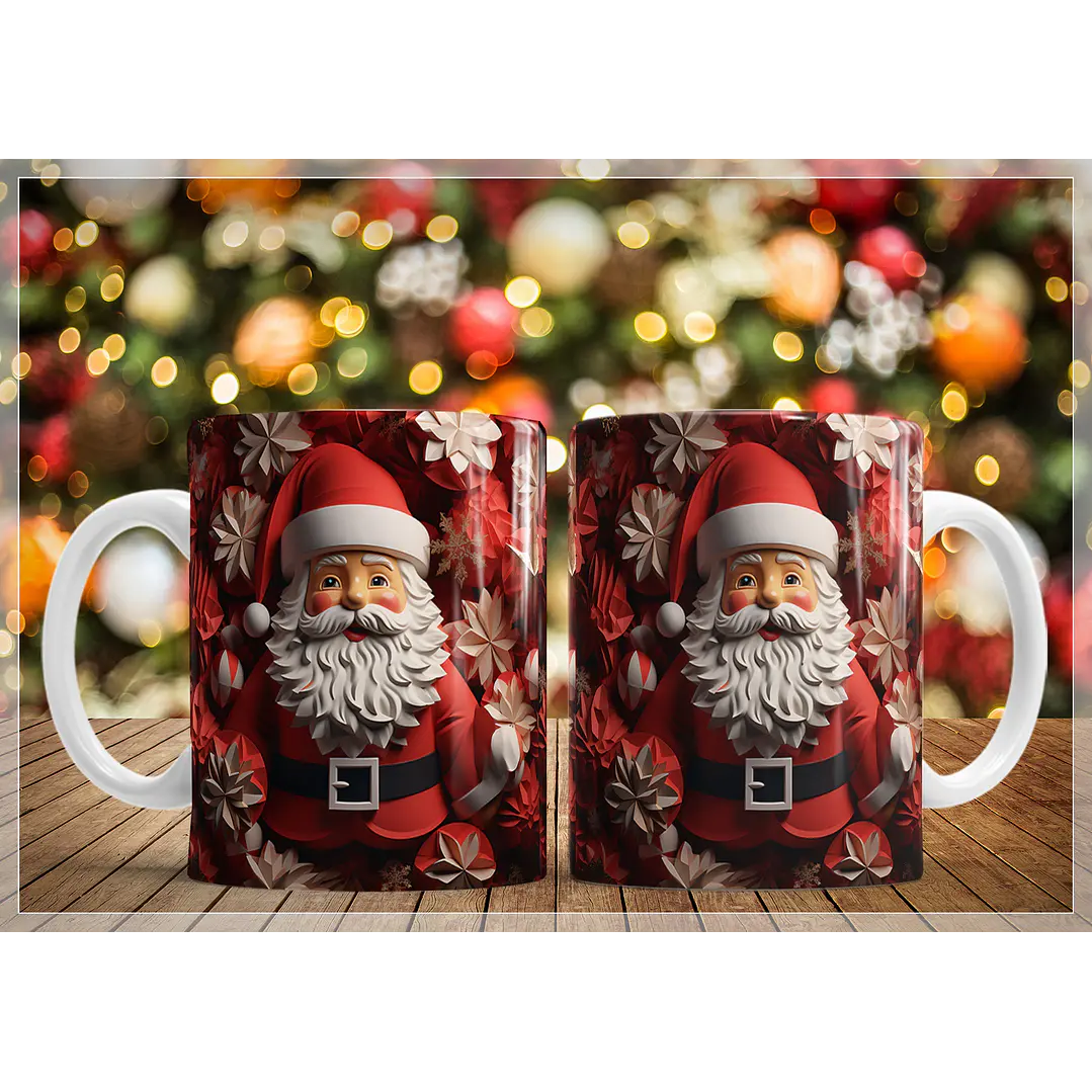 34 Artes para Caneca Natal Papai Noel 3D Arquivo em Jpg   10