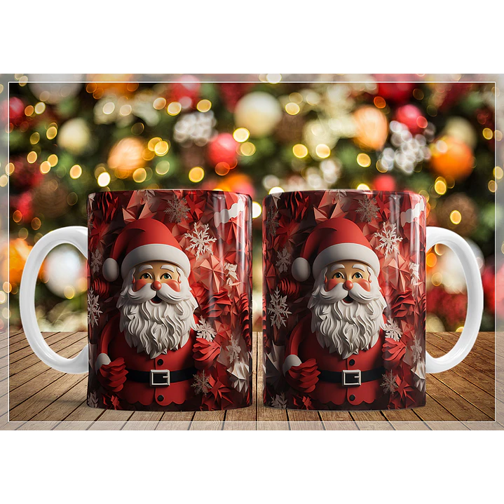 34 Artes para Caneca Natal Papai Noel 3D Arquivo em Jpg   14