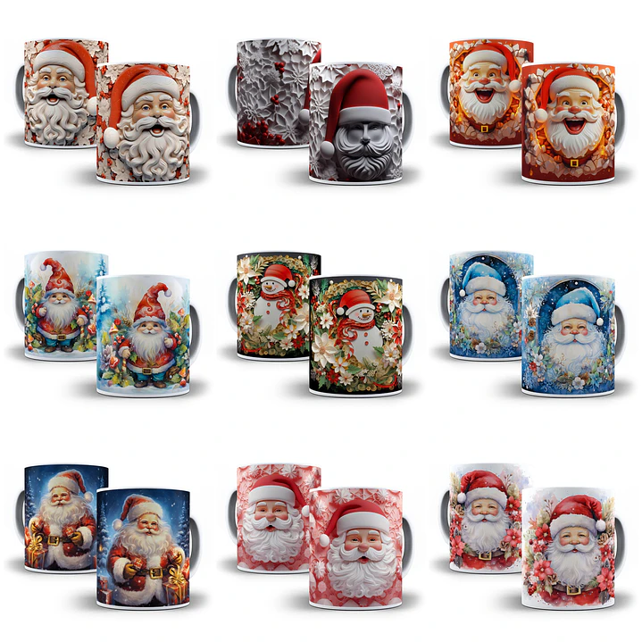 42 Artes para Caneca Papai Noel 3d Arquivo em Jpg   3