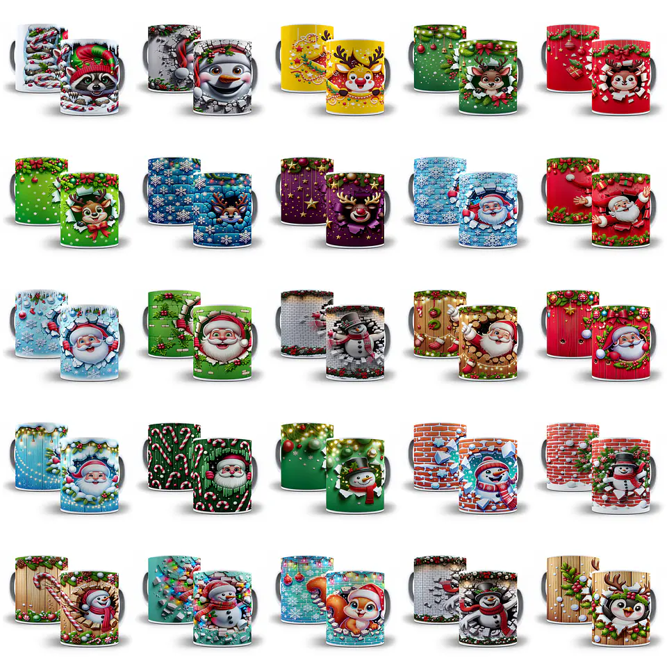 60 Artes para Caneca Natalina 3d Arquivo em Jpg   1