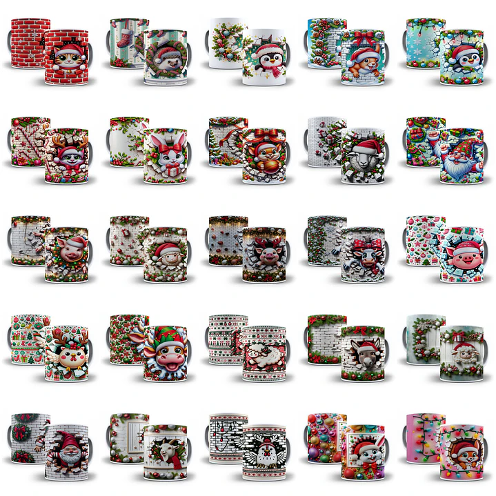 60 Artes para Caneca Natalina 3d Arquivo em Jpg   2