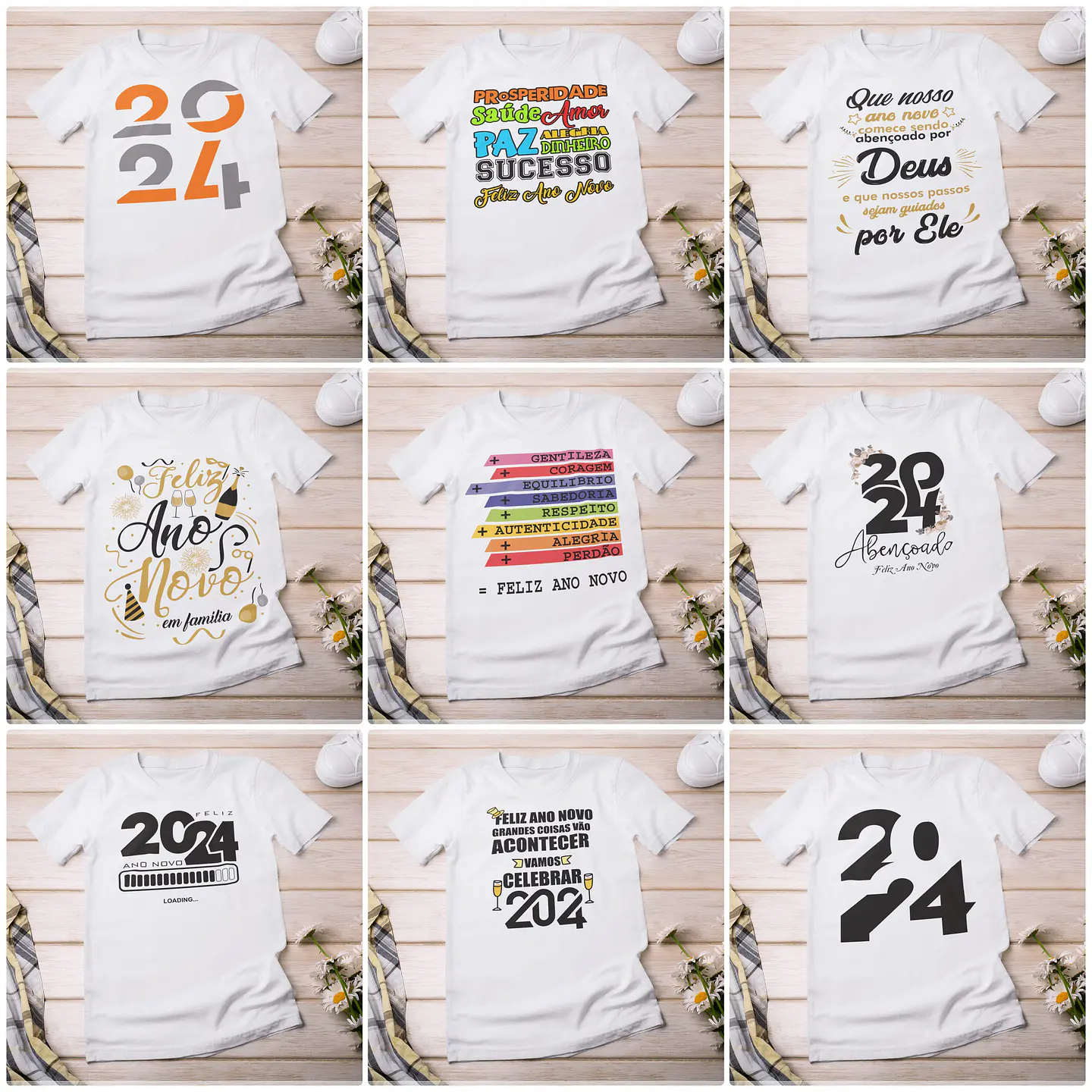 68 Artes para Camisa Ano Novo 2024 Arquivo em CorelDraw 4