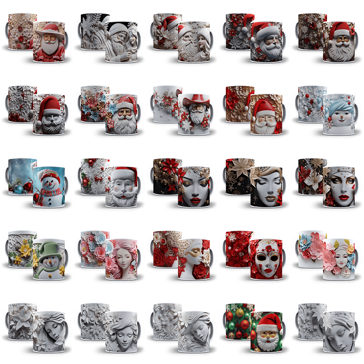 230 Artes para Caneca Natalina Natal  3d Arquivo em Jpg  1