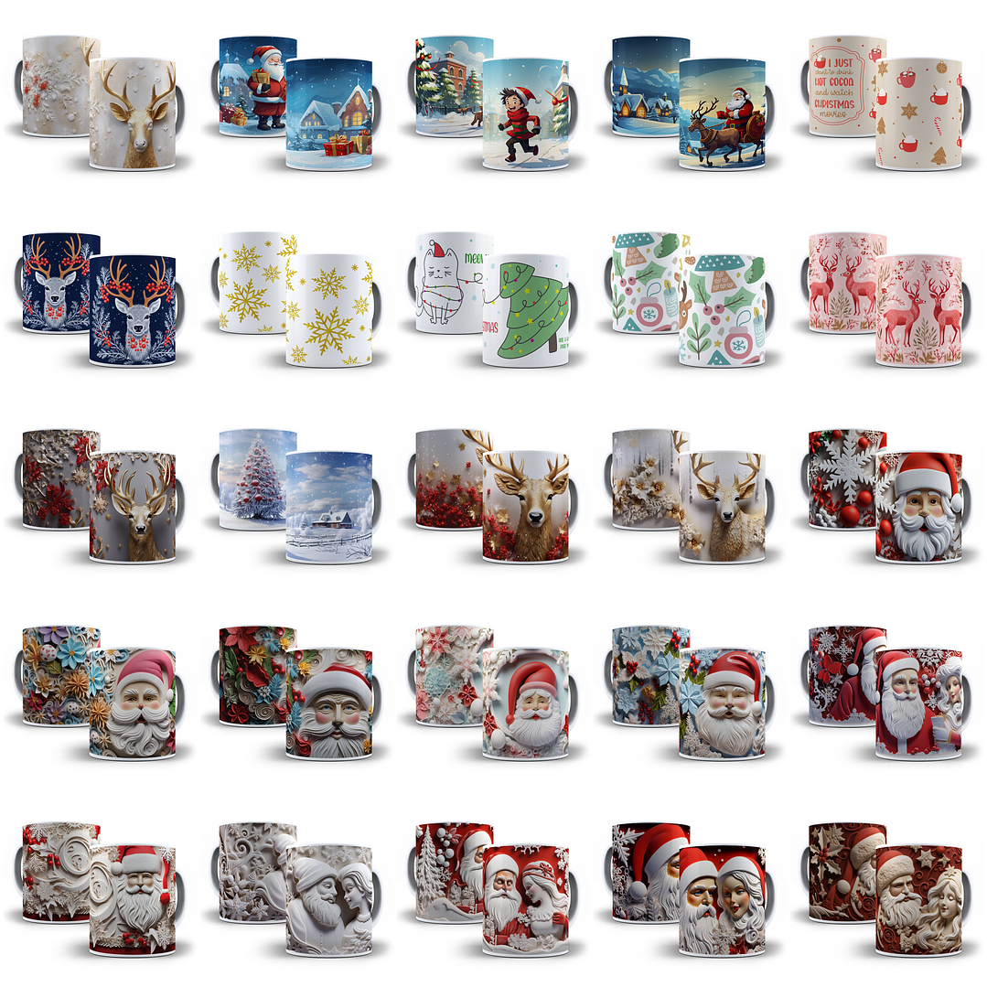 230 Artes para Caneca Natalina Natal  3d Arquivo em Jpg  5