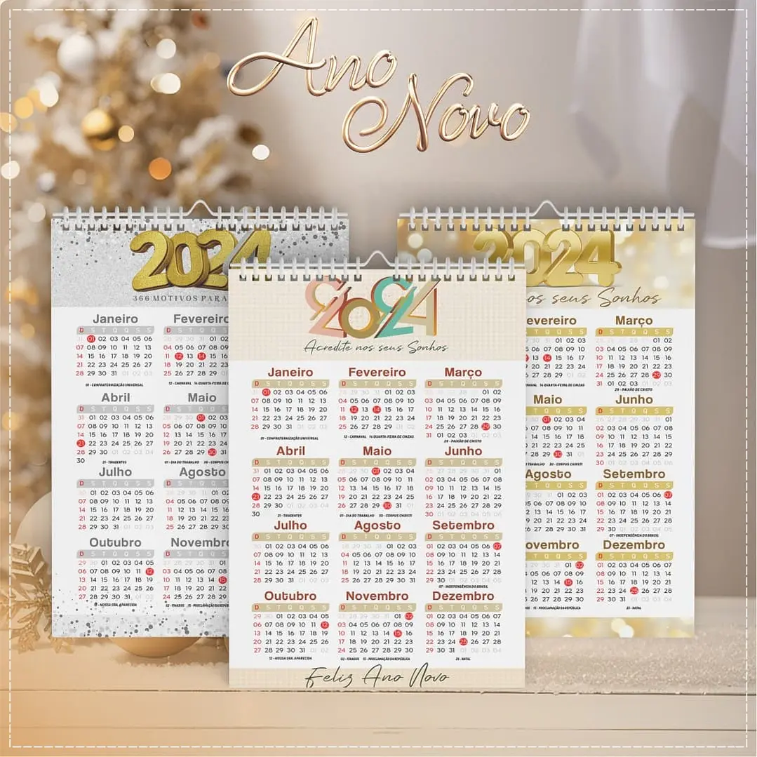 Arquivo Calendários de Ano Novo 2024 em CorelDraw 1