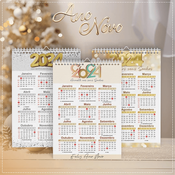 Arquivo Calendários de Ano Novo 2024 em CorelDraw 1