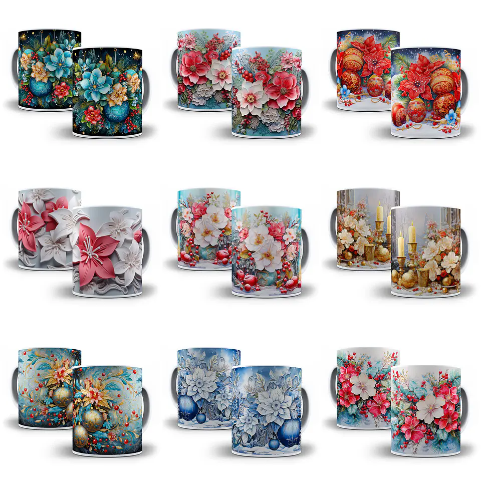 28 Artes para Caneca Floral 3d  Arquivo em Jpg 1