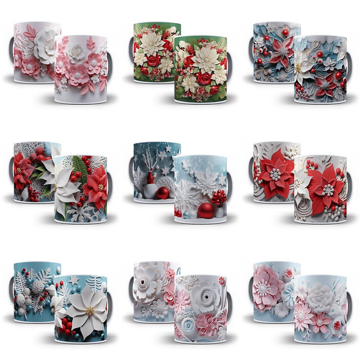 28 Artes para Caneca Floral 3d  Arquivo em Jpg 2