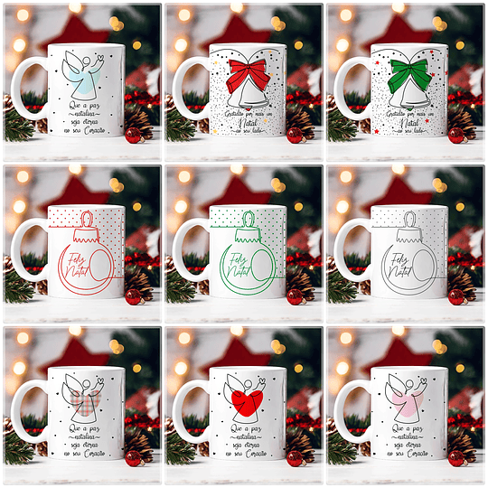 30 Artes para Caneca Natal em Linhas Arquivo em Jpg