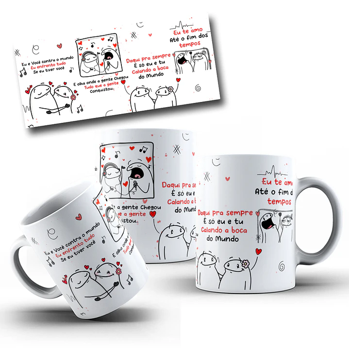 Arte Caneca Flork Eu e Você contra o Mundo, Eu Enfrento tudo se eu tiver você - Simone Arquivo Png 1