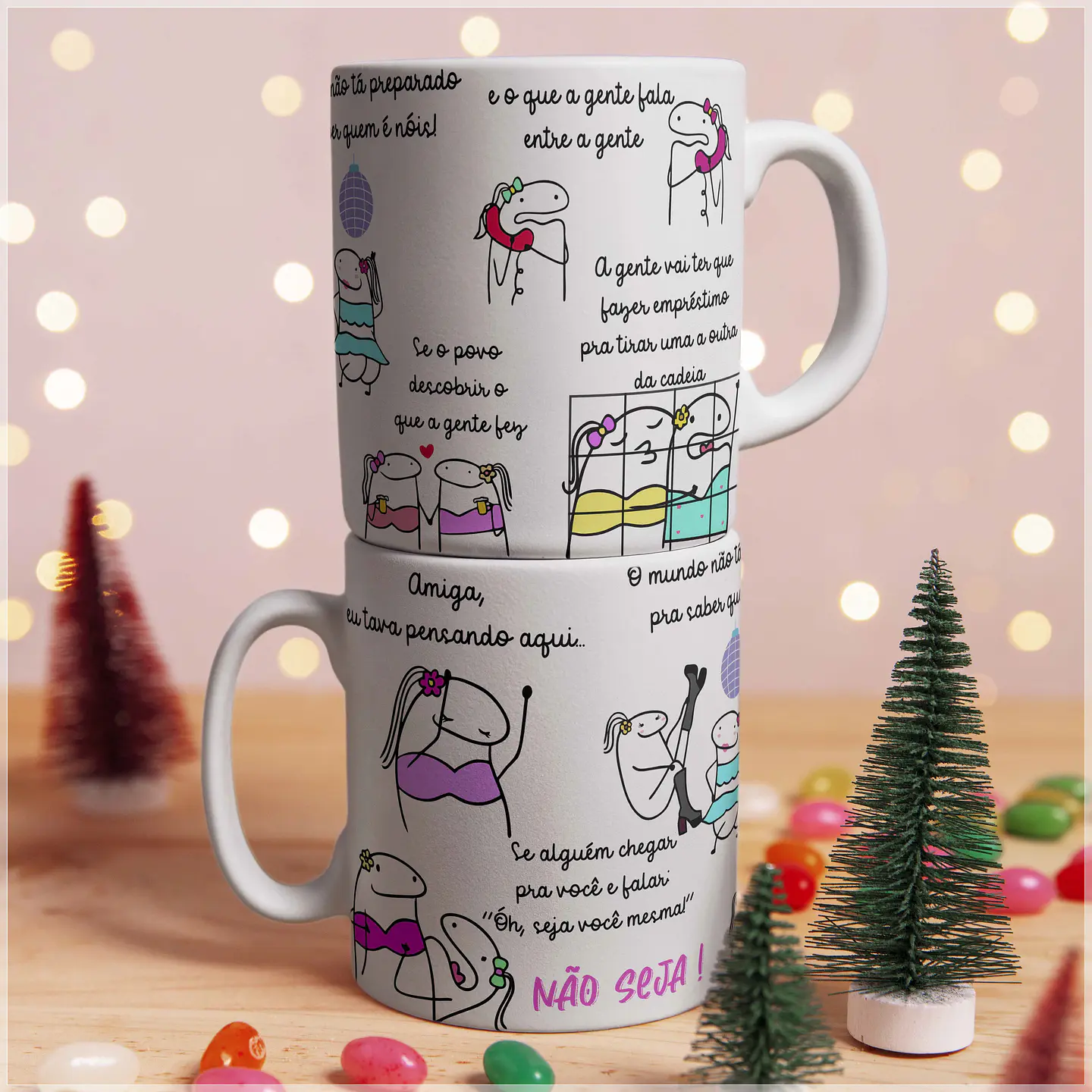 Arte Caneca Flork Amiga, eu tava pensando aqui se alguém chegar em você e falar óh seja você mesma! Arquivo em Corel Draw  1