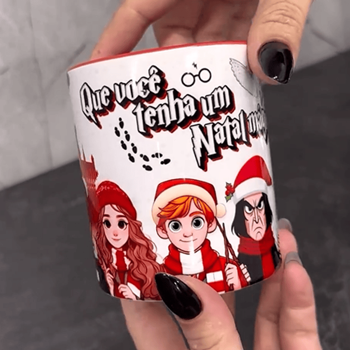 Arte Caneca Natal Harry Potter Arquivo em Jpg  1