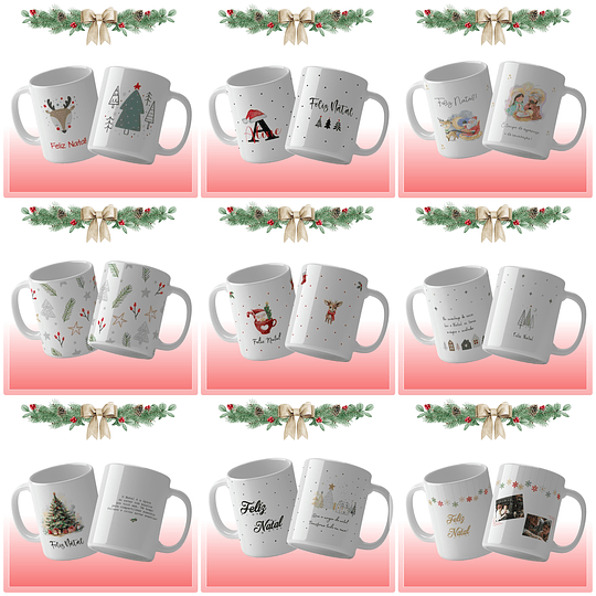 40 Artes para Caneca Alfabeto Natal Minimalista e Outras Arquivo em CorelDraw