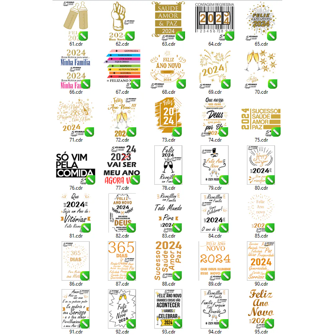 100 Arquivos em Vetor Ano Novo 2024 em CorelDraw 1