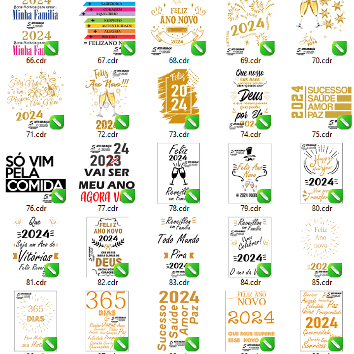 100 Arquivos em Vetor Ano Novo 2024 em CorelDraw 1