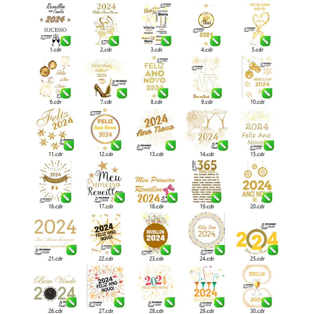 100 Arquivos em Vetor Ano Novo 2024 em CorelDraw 2