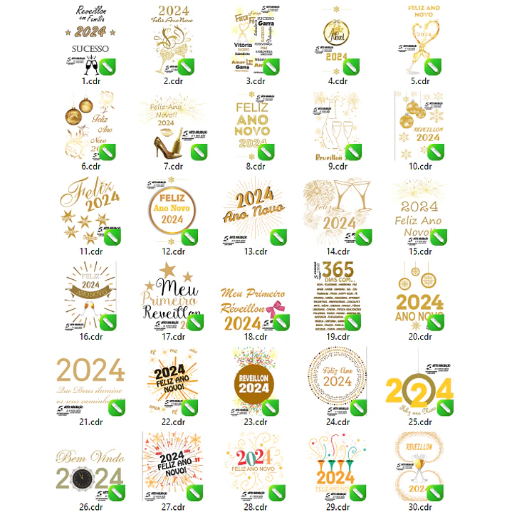 100 Arquivos em Vetor Ano Novo 2024 em CorelDraw 2