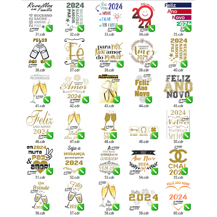 100 Arquivos em Vetor Ano Novo 2024 em CorelDraw 3