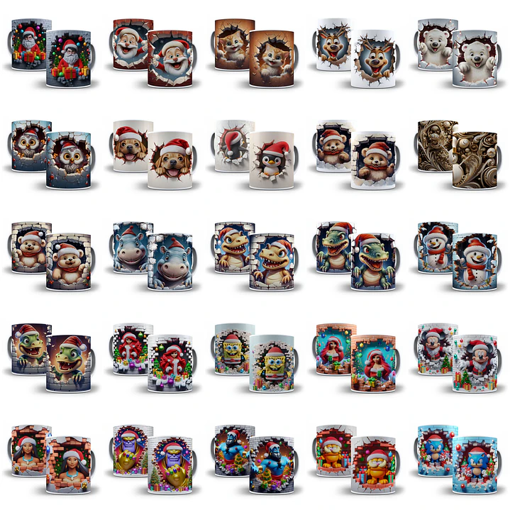 83 Artes para Caneca Animais e Personagens Diversos 3d Arquivo em Jpg  1