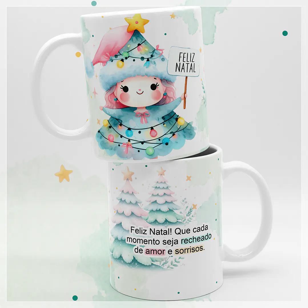 13 Artes para Caneca Doce Natal Aquarelado em Jpg 2