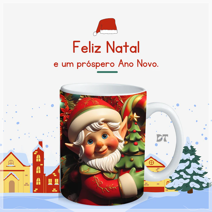 22 Artes para Caneca Elfos Natalinos 3D em Jpg  3